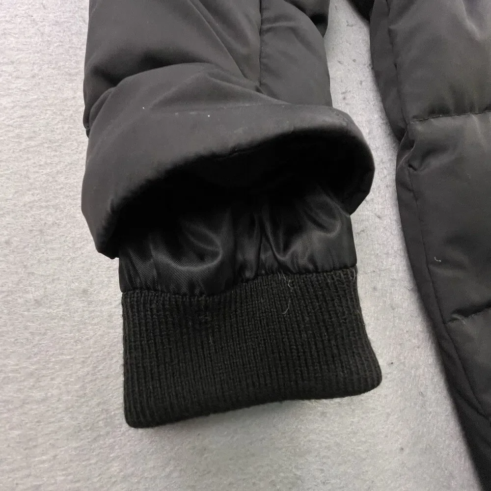 Lauren Ralph Lauren Down Puffer Coat Women's S Black Feather Removable Fur Hood